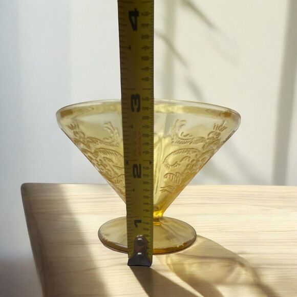 Vintage Federal Madrid Amber Depression Glass Dessert Sherbet Cups Set Of 2 - Picture 8 of 9